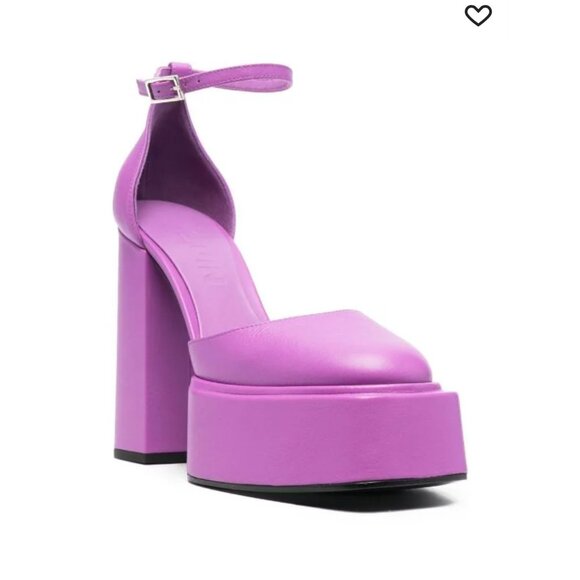 NEW - 3 JUIN - Leather Ambra Sandals Heel Shoes13 Cm In AMETHYST - SIZE 8 OR 38 - Picture 2 of 6